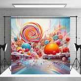 Aperturee - Aperturee Painted Colorful Candyland Cake Smash Photo Backdrop